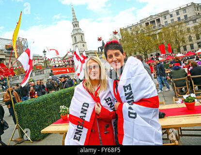 London, UK. 23rd April 2016. Wearing English flags at the St. George's Day celebrations in Trafalgar Square, London, England. Credit:  Paul Brown/Alamy Live News Stock Photo