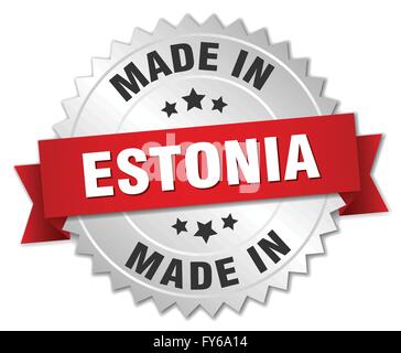 Made In Estonia Red 3d Realistic Speech Bubble Isolated On White 