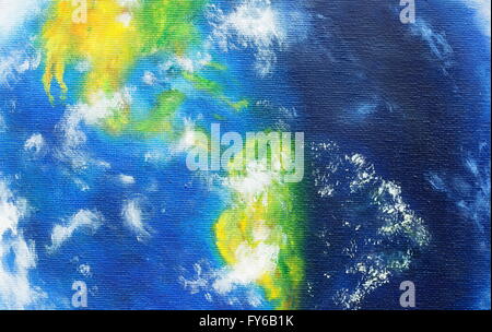 Planet earth. Original painting on canvas. American continent. Stock Photo