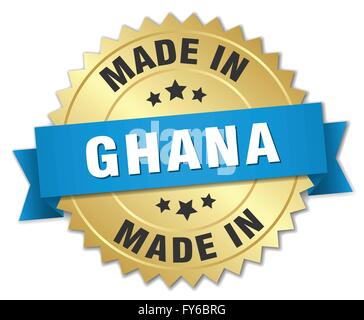 Made in Ghana round label. Quality mark vector icon isolated on white ...