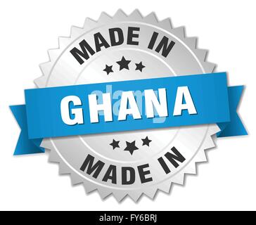 Made In Ghana Round Label. Quality Mark Vector Icon Isolated On White 