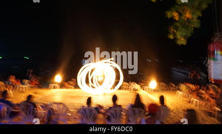 nightly fireshow on kophi phi island in thailand Stock Photo