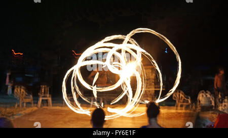 nightly fireshow on kophi phi island in thailand Stock Photo