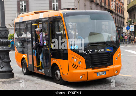 Otokar bus / coach / Minibus on the streets of Naples, Italy. Stock Photo