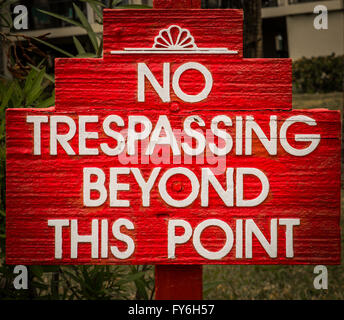 Sign - No Trespassing Beyond This Point on private property in Florida Stock Photo