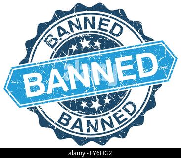 banned blue round grunge stamp on white Stock Vector