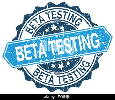 beta testing blue round grunge stamp on white Stock Vector