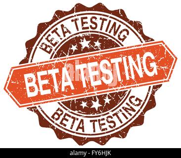 beta testing orange round grunge stamp on white Stock Vector