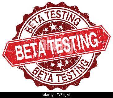 beta testing red round grunge stamp on white Stock Vector