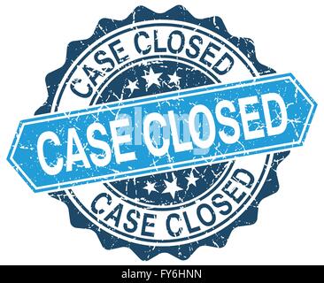 case closed blue round grunge stamp on white Stock Vector