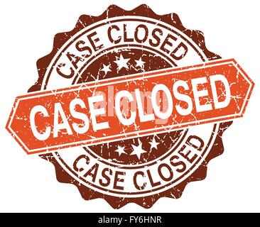 case closed orange round grunge stamp on white Stock Vector