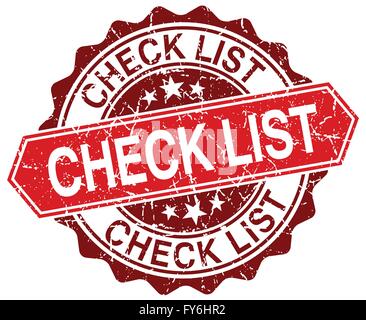 check list round stamp with red ribbon. check list Stock Vector Image ...