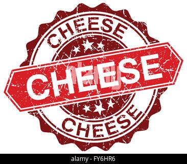 cheese red round grunge stamp on white Stock Vector