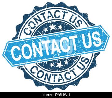 contact us blue round grunge stamp on white Stock Vector