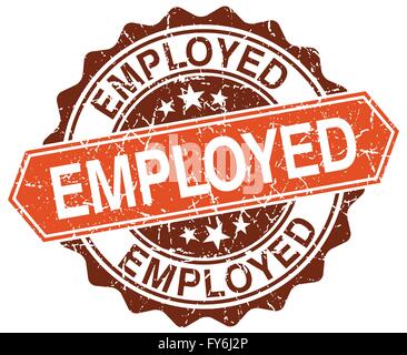 employed orange round grunge stamp on white Stock Vector