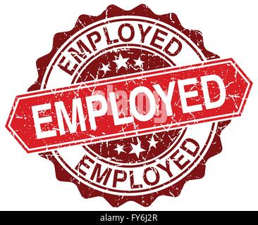employed red round grunge stamp on white Stock Vector