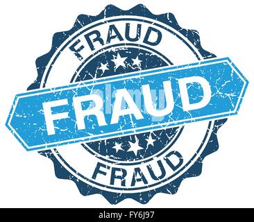 fraud blue round grunge stamp on white Stock Vector