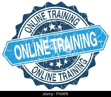 online training blue round grunge stamp on white Stock Vector