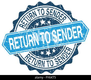 return to sender blue round grunge stamp on white Stock Vector