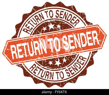 return to sender orange round grunge stamp on white Stock Vector