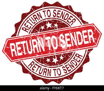 return to sender red round grunge stamp on white Stock Vector