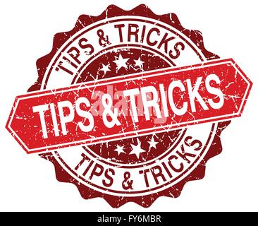 tips & tricks red round grunge stamp on white Stock Vector