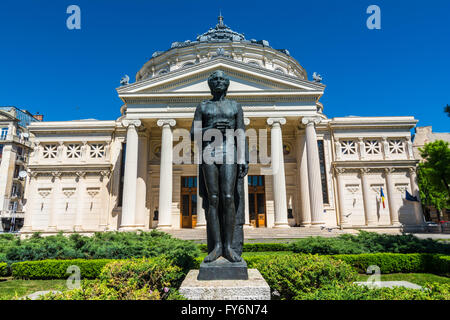 The Romanian Atheneum, a concert hall in the center of Bucharest, and a landmark of the Romanian capital city. Opened in 1888, t Stock Photo