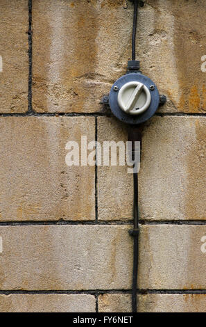 Old retro style, vintage electrical light switch ON OFF with black ...