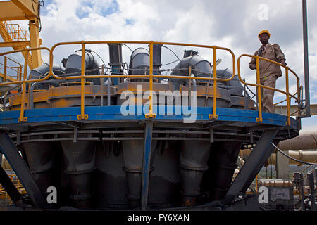 Zambian mine engineer at First Quantum Sentinel plant - Trident Stock Photo