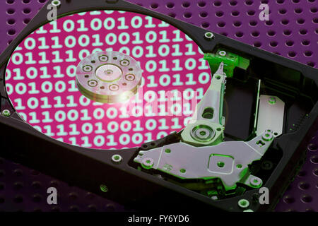 Computer hard disk drive HDD data on a platter Stock Photo