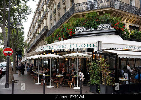 Cafe de Flore in Boulevard of St. Germain, Paris, France Stock Photo