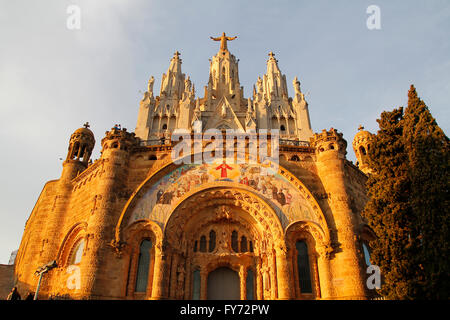 Expiatory Church of the Sacred Heart of Jesus in Tibidabo, in the top of the city of Barcelona Stock Photo