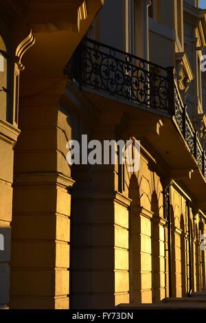 Terraced houses in the late afternoon sun in the coastal town of Brighton UK Stock Photo