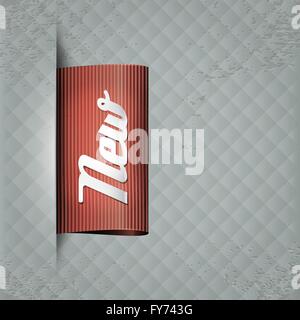 vintage, retro textile label with title NEW on it, the textured background & the worn, rubbed effects are on different layers Stock Vector