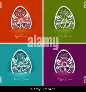 four decorative easter egg labels in different colors, eps8, no transparencies, ideal for prints Stock Vector