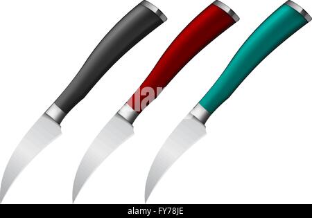 Knives for vegetables with handle in different color Stock Vector