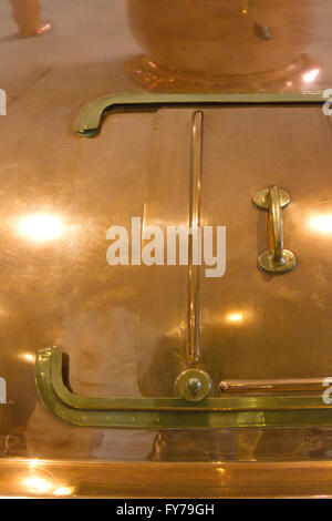 Sliding door of a tank in a brewing company. Stock Photo