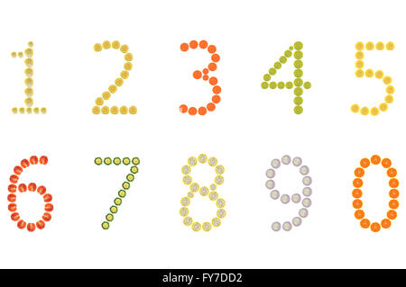 One to zero number on white background Stock Photo