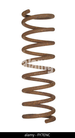 Old rusty metallic car spring isolated on white background Stock Photo