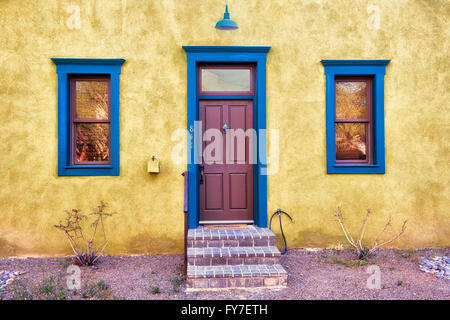 Colorful architecture including doorways and adobe homes makeup much of the Barrio Historic District in Tucson, Arizona. Stock Photo
