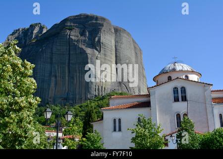 Huge rock monoliths in meteora in central greece Stock Photo