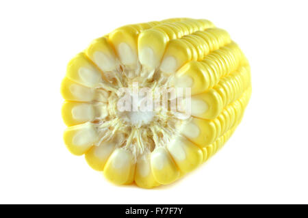 Half of sweet corn on white background Stock Photo