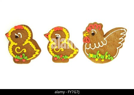 Keywords:  easter, background, gingerbread, spring, chicken, isolated, baking, biscuit, cookie, decoration, dessert, egg, food,  Stock Photo