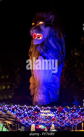 The Sentosa Merlion, mythical creature  is a guardian of prosperity Stock Photo