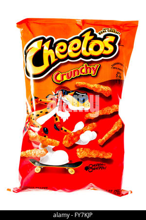 Winneconne, WI, 9 April 2015:  Bag of Cheetos  which is owned by Frito-Lay. Stock Photo