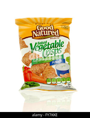 Winneconne, WI - 17 Feb 2016: Bag of Good Natured Selects baked vegetable chips in ranch flavor. Stock Photo
