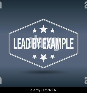 lead by example hexagonal white vintage retro style label Stock Vector