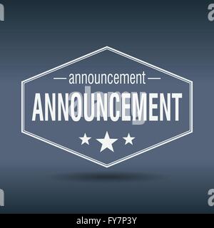 announcement hexagonal white vintage retro style label Stock Vector ...