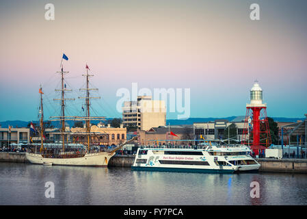 Adelaide, Australia - August 31, 2013: Vintage Dutch tall ship Europa on display in Port Adelaide during Tall Ships Festival. Stock Photo