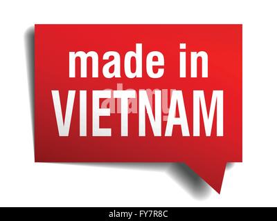 made in Vietnam red  3d realistic speech bubble isolated on white background Stock Vector